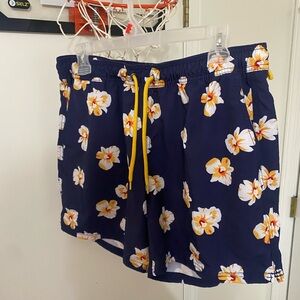 J. Crew Navy Floral Swim Trunks